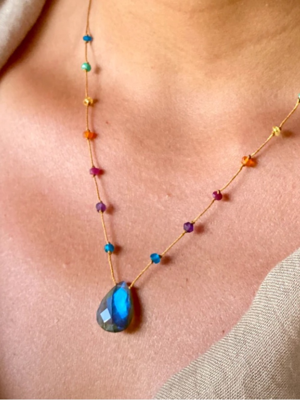 Amalia Labradorite Rainbow Drop